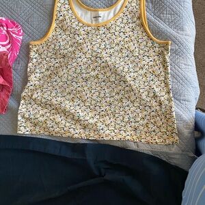 Lands' End Yellow and White Tank Top